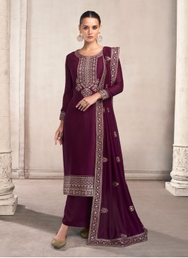 Attractive Embroidered Silk Trendy Salwar Suit