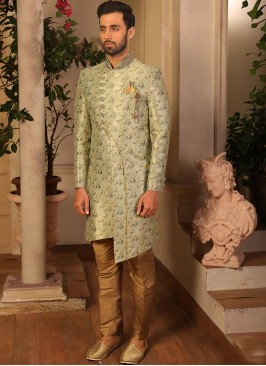 Attractive Green Color Function Wear Fancy Indo Western Suit