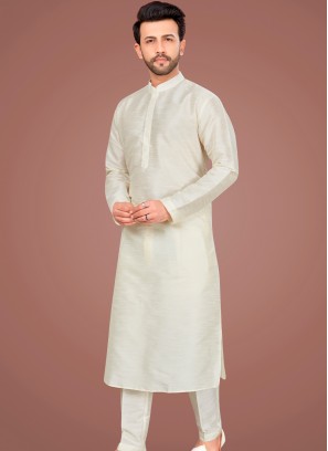 Attractive Lemon Art Silk Trouser-Style Kurta Pajama Set.