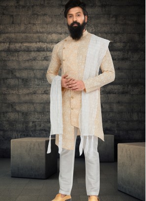 Attractive Piach and Off White Indo Western Ensemble