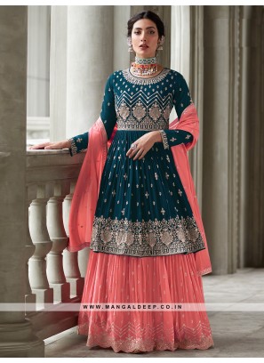 Attractive Rama Georgette Suit With Embroidery Work