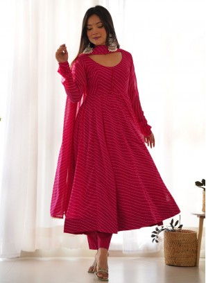 Attractive Print Rani Anarkali Salwar Kameez 