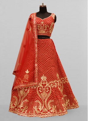 Attractive Red Color Party Wear Designer Lehenga Choli