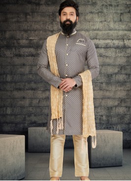 Attractive Grey and Gold Indo Western Ensemble