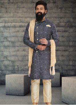 Attractive Navy Blue and Gold Indo Western Ensembl