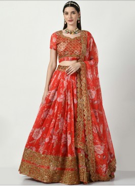 Attractive Sequins Red Trendy Lehenga Choli