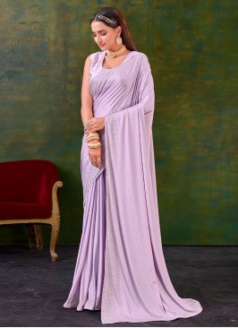 Attractive Swarovski Lavender Imported Designer Saree