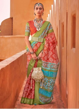 Auspicious Border Festival Contemporary Saree