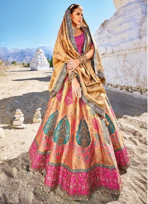 Auspicious Embroidered Banarasi Silk Designer Lehenga Choli
