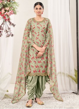 Auspicious Green Ceremonial Trendy Salwar Kameez