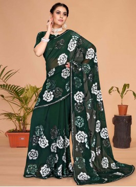 Auspicious Green Contemporary Saree