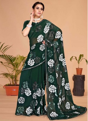 Auspicious Green Contemporary Saree