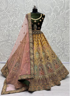 Auspicious Multi Colour Wedding A Line Lehenga Choli
