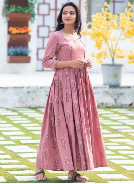 Auspicious Muslin Digital Print Designer Gown