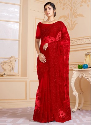 Auspicious Net Red Saree