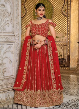 Auspicious Red Sequins Designer Lehenga Choli