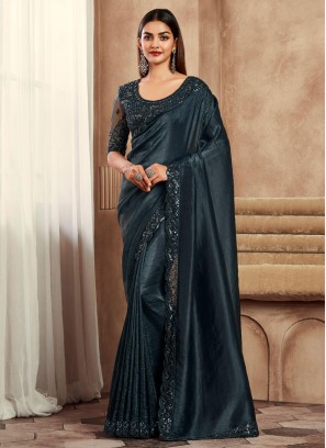 Auspicious Sequins Silk Black Classic Saree