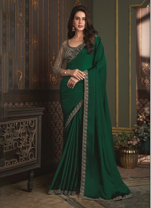 Awesome Green Reception Trendy Saree