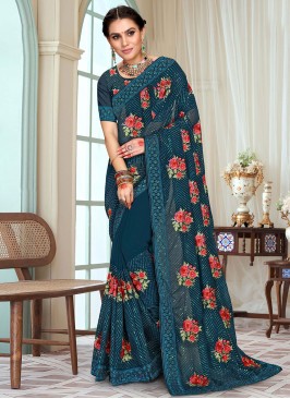 Awesome Morpeach  Mehndi Contemporary Style Saree