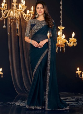 Awesome Navy Blue Classic Saree