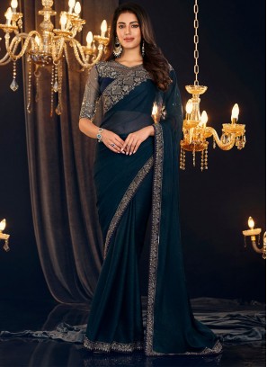 Awesome Navy Blue Classic Saree