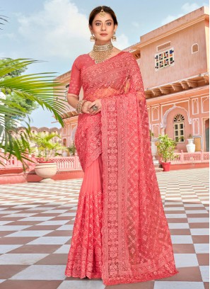 Awesome Pink Resham Classic Saree