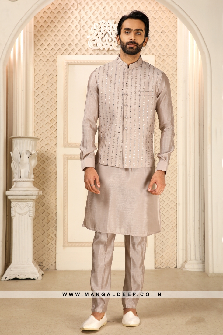 Straight kurta with mirror work jacket sale