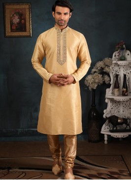 Banarasi Art Silk Function Wear Cream Color Kurta Pajama