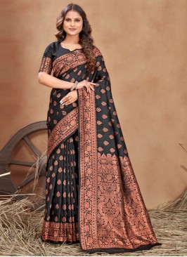 Banarasi Silk Black Trendy Saree