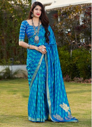 Banarasi Silk Blue Color Saree