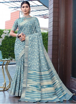 Banarasi Silk Border Blue Classic Saree