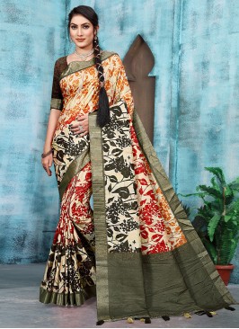 Banarasi Silk Border Classic Saree in Multi Colour