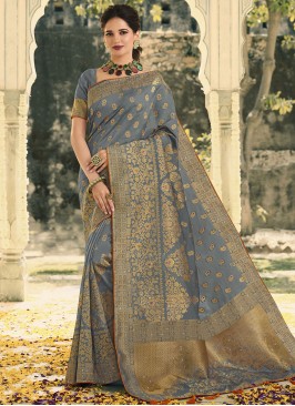 Banarasi Silk Classic Saree in Grey