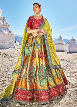 Banarasi Silk Green Jacquard Work Designer Lehenga