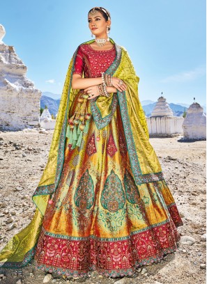 Banarasi Silk Green Jacquard Work Designer Lehenga Choli