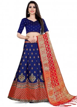 Banarasi Silk Lehenga Choli in Navy Blue