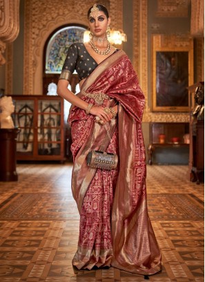 Banarasi Silk Mauve  Contemporary Saree