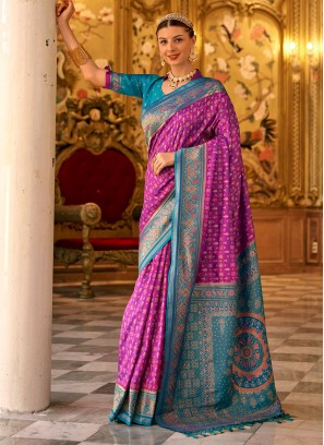Banarasi Silk Pink Weaving Contemporary Saree