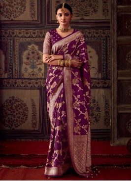 Banarasi Silk Purple Contemporary Saree