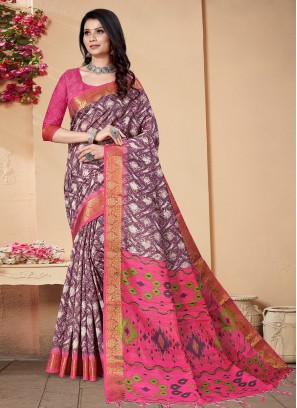 Banarasi Silk Purple Weaving Classic Saree
