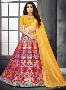 Banarasi Silk Red Designer Lehenga Choli