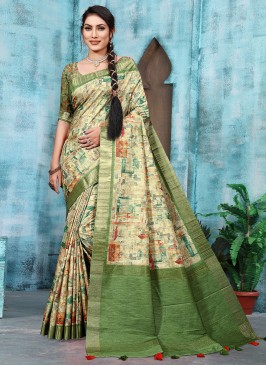 Banarasi Silk Saree in Green