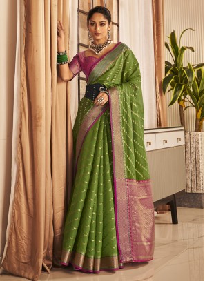 Banarasi Silk Saree in Green