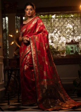 Banarasi Silk Traditional Saree in Red