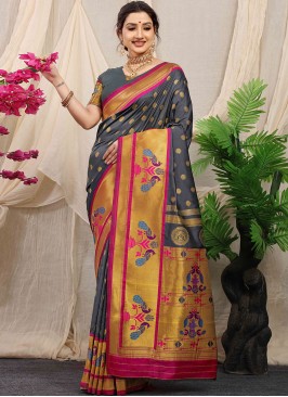 Banarasi Silk Trendy Saree in Grey