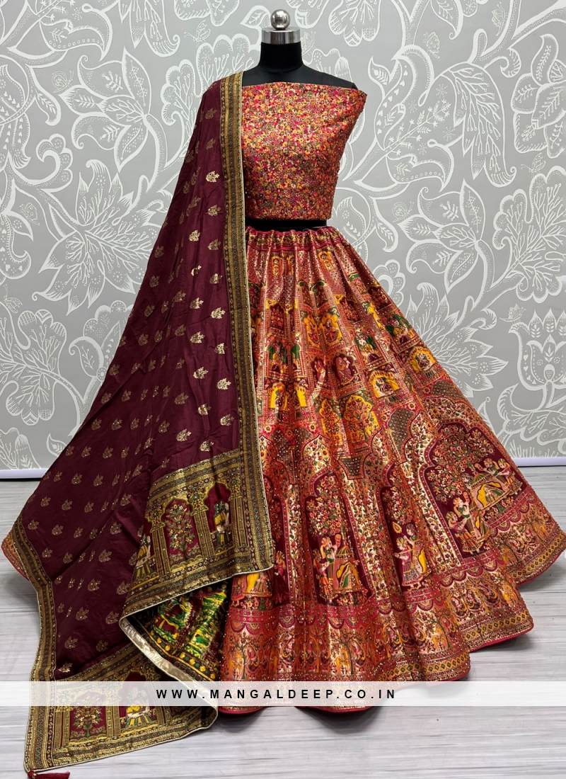 Banarasi Silk Weaving Designer Lehenga Choli in Orange