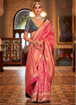 Banarasi Silk Weaving Designer Saree in Pink