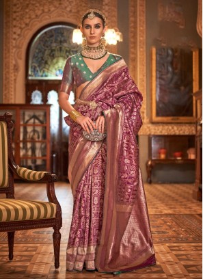 Banarasi Silk Weaving Lavender Saree