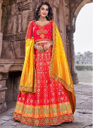 Banarasi Silk Weaving Pink Lehenga Choli