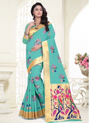 Banarasi Silk Weaving Sea Green Classic Saree